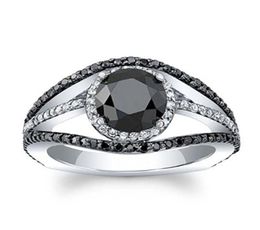 Vintage Graceful Rings for Women Flower Pattern Black White Stone Wedding Bridal Party Rings Jewellery Drop Ring7395944