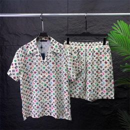 Men's Plus Tees & Polos Summer New Fashion Crew Neck T shirt Cotton Short Sleeve Shirt Hawaiian Beach Print Shirt Shorts sports suit E35572