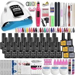 Nail Art Kits Manicure Set Nail Gel Set With UV Nail Lamp Gel Cuticle Pusher Finger Extend Mold Nail Kit All For Quick Extension Manicure Kit T240510