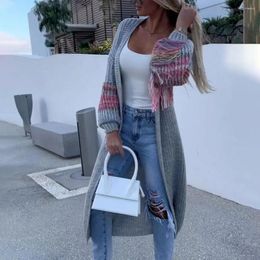 Women's Knits Women Cardigan Jacket Tassel Sweater Coat Stylish Mid-calf Thick Knitted With For Winter