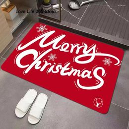 Carpets Red Merry Christmas Entrance Doormat Cartoon Festival Printed Floor Mat Bedroom Living Room Balcony Welcome Home Decoration
