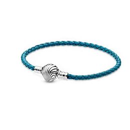 2020 925 Sterling Silver Seashell Clasp Turquoise Braided Leather Bracelet Women Jewelry4531740