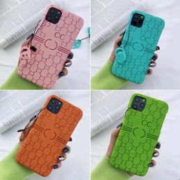 Embossing Designer PU Leather Mobile Cell Phone Cases for iPhone 14 13 12 11 Pro Max XR XS 7 8 Plus SE2 Trendy Fashion Full-body Bumper Back Covers 6Color