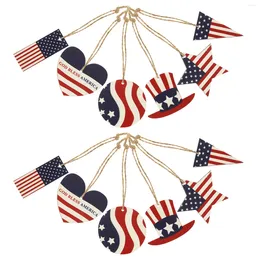 Decorative Figurines 12pcs Independence Day Hanging Ornament Patriotic Wood Sign Memorial Tree Decorations