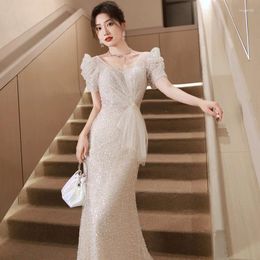 Party Dresses Sequins Mermaid Dress V-Neck Slim Fit Floor-length Evening Luxury Birthday Wedding Fishtail Gowns