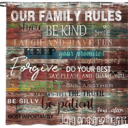 Shower Curtains Motivational Quotes Rules Curtain By Ho Me Lili Inspirational Positive Funny Reminders Rustic Wooden Striped Board Plank