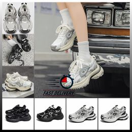 Popular thick soled dad shoes women new China-Chic casual shoes sneakers white lace-up free shipping youth lovers new trendy mens PVC 2024 size35-44 sliver unisex sport