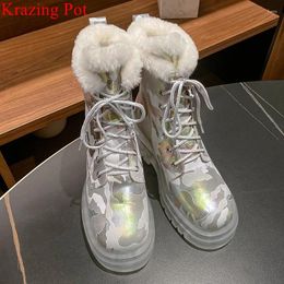 Boots Krazing Pot Ins Cold-resistant Warm Long Plush Sheep Leather Snow Thick Heel Casual Winter Platform Camouflage Ankle