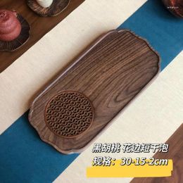 Tea Trays Black Walnut Solid Wood Dry Tray Chinese Window Openwork Practical Pot Holder For Small Table At Home