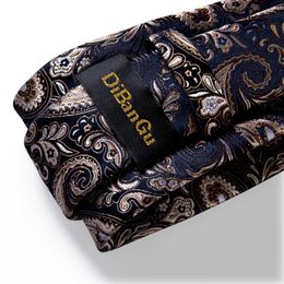 Neck Tie Set Men Tie Gold Blue Paisley Wedding Tie For Men Hanky Cufflinks Silk Men Tie Set Party Business Fashion Designer MJ-7249