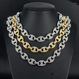 Chains Men Women Hip Hop Iced Out Chain Necklace High Quality 12mm Coffee Bean Link Necklaces Fashion Jewelry Hiphop Rapper Gift