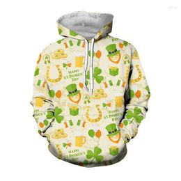 Men's Hoodies Fashion Simple Clover Graphic Sweatshirts Lucky Irish National Flower 3D Printed For Men Clothing Casual Women Y2k Tops