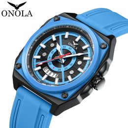 Selling Fashion Design ONOLA Youth Mens Watch Multi Colour Silicone Tape Waterproof Watches Colok 240425