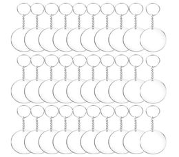 Keychains 487296pcs Acrylic Transparent Circle Discs Set Key Chains Clear Round Keychain Blanks For DIY Transparent1944302