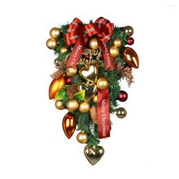 Decorative Flowers Xmas Door Knocker Christmas Wreath Plastic Upside Down Tree Creative Decoration Front Decor Hanging