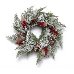 Decorative Flowers Christmas Handmade Small Red Fruit Rattan Wreath Door Hanging Wall Decoration Home Holiday Party Vines