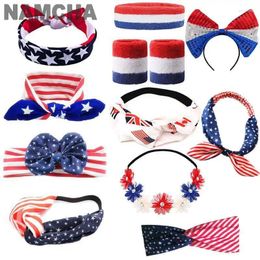 Party Supplies Patriotic Hair Bands USA 4th Of July Independence Day HairBand For Kids Adults Flag Striped Ears Star Bow Wreath