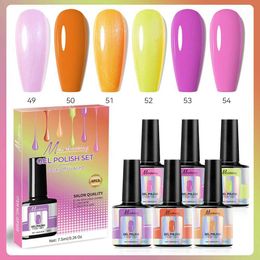 Nail Polish UV/LED light curing 6-color nail polish kit high pigment DIY gel nail polish for nail art T240510