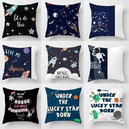 Pillow 40/45/50/60cm Cute Cartoon Planet Case Moon Rocket Soft Polyester Covere Home Covers