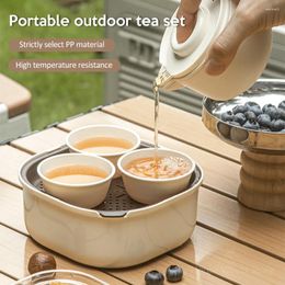 Teaware Sets Teacup Set 1 Bowl 3 Cups Camping Portable Reusable Tea Ware Outdoor Making Travel Kit Household Pot And Cup Supplies