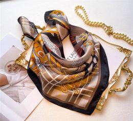 Scarves 2022 Design Silk Satin Square Scarf Women 70cm Shawl Wraps Neck Tie Female Hair Hand Bandana Hijab Echarpe3866846