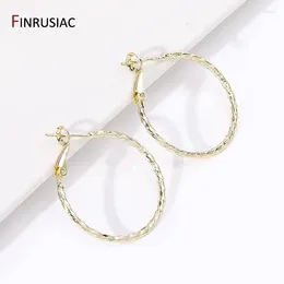 Hoop Earrings Design 14K Gold Plated Brass Big Round Circle For Women Fashion Twisted Statement Party Gift