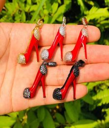 Charms 5pcs 3D Red High Heel Shoe For Women Bracelet Necklace Making Cubic Zirconia Pave Pendant Jewellery Accessories Whole9286650