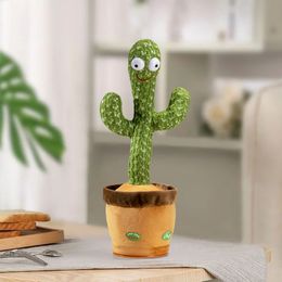 Dancing Cactus Repeat Talking Toy Electronic Plush Toys Can Sing Record Lighten USB Early Education Funny Gift Interactive Bled 240511