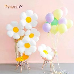 Party Decoration 17pcs White Daisy Sunflower Themed Foil Balloons Macaron Latex For Birthday Baby Shower Wedding Decor Room