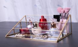 Bathroom Storage Nordic Triangle Display Stand Make Up Brush Lipstick Organiser 3Layers Glass Makeup Organiser Home Decoration Ga3637199