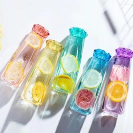 Water Bottles Practical Bottle Colourful Bar Supplies Sealing Up Cup 420ml Kitchenware Heat-resisting Glass Handy Gift