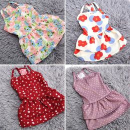 Dog Apparel Sling Skirt Pet Print Printing Supplies Cute Sweet Fresh Princess Sleeveless Dresses