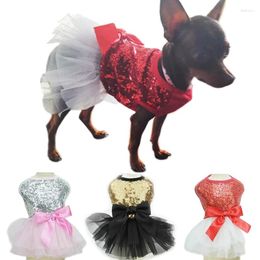Dog Apparel Small Dress Pet Tutu With Sequin Bows Princess Skirt Puppy Clothes Chihuahua York Terrier Wedding Birthday Costume