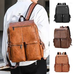 Backpack Vintage PU Leather Teenage Backpacks Retro Fashion Schoolbag Man Multifunctional Men Zipper Designer Large Capacity Bag