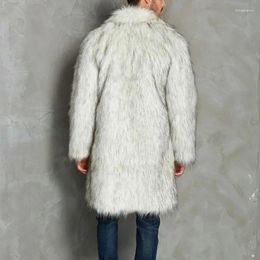 Men's Jackets YILEEGOO Men Winter Faux Fur Coat Long Sleeve Lapel Collar Open Front Fluffy Jacket Outwear