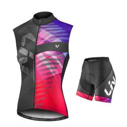 Fans Tops Tees Liv Sommerteam 2023 Womens Bicycle Jacket Set Clothing Ropa Ciclismo ärmellose Weste schnell Trocknen Q240511