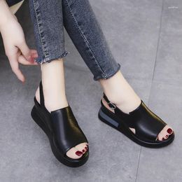 Dress Shoes Comemore Ladies 2024 Black Casual Breathable Open Toe Sandals Womens Sandal Women's Footwear Thick-soled Fish Mouth