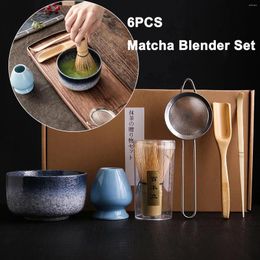 Teaware Sets 4PCS/6PCS Japanese Matcha Blender Set With Bamboo Whisk Brush Teaspoon Kiln For Beverage Shop DIY Tea-Making Tools