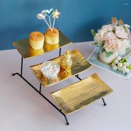 Plates Layer Fruit Plate Cheese Displays Collapsible Rack With 3 Porcelain Serving