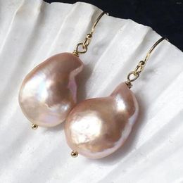 Dangle Earrings Cultured Pink Baroque Pearl Silver Ear Drop Hook Formal Clip-on Bohemian Bridal Wedding Casual