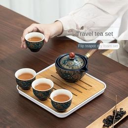 Teaware Sets 360 Degree Rotating Tea Maker And Porcelain Ceramic Cup Chinese Set Exquisite Flower Shaped Travel