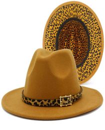 Leopard Panama Hat Women Men Fedora Felt Hats Woman Fedoras Man Wide Brim Cap Women039s Fashion Autumn Winter Caps Party Christ6866557