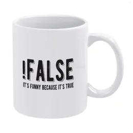 Mugs !FALSE It's Funny Because True-Funny Programming Jokes-Light Color White Mug Ceramic Tea Cup Birthday Gift Milk Cups