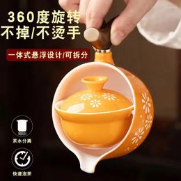 Teaware Sets Tea Set Teapot Chinese Pot Gongfu Kettle Ceramic Maker Porcelain Cup Handle Side Fu Rotation 360 Mini Kungceremony Dispenser