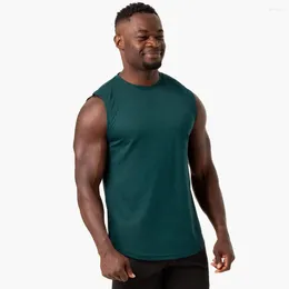 Men's Tank Tops Kam Shoulder Sports Vest Running Curve Quick Drying Mesh Breathable Fitness T-shirt Sleeveless Top Gym Clothing