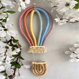 Decorative Figurines Nordic Woven Air Balloon Wall Hanging Ornaments Macrame Rianbow Tapestry Pendant Baby Kids Room Nursery Decoration