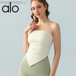 Desginer Als Yoga Aloe Bra Tanks Sexy Strapless Lingerie Fixed Cup Without Shoulder Straps Spicy Girl Wearing Short Bottomed Anti Glare Vest for Women