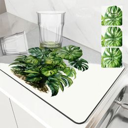 Table Mats Kitchen Drying Mat Branches Dry Coffee Absorbent Dish Placemat Anti Slip Cup Decoration Accessories