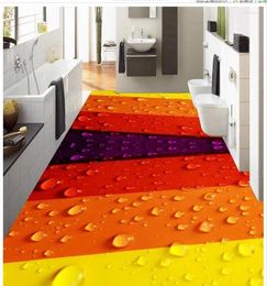 Wallpapers 3D Wallpaper Floor For Living Room Color Droplets Drops Tiles Waterproof Mural Painting