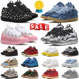 Lanvin Designer Shoes Woman Luxury Lavinss Shoes Lavines Denim Blue Pink Black White Lavan Lanvan Curb Sneakers【code ：L】Trainers Womens Mens Shoe Big Size 12